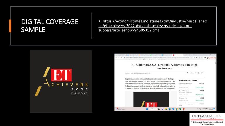 ET ACHIEVERS AWARDS 3rd EDITION OF ET ACHIEVERS – BANGALORE SEPTEMBER 2024